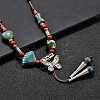 Ethnic Style Alloy & Porcelain Ceramic Beads Butterfly Pendant Tassel Y Necklaces NJEW-D308-01B-5
