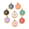 304 Stainless Steel Enamel Pendants STAS-P425-01G-02-1