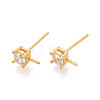925 Sterling Silver & Clear Cubic Zirconia Stud Earring Findings STER-T008-71G-1