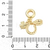 Brass Micro Pave Clear Cubic Zirconia Ladybirds & Horseshoe & Clover European Dangle Charms KK-G522-28G-3