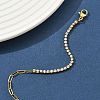 304 Stainless Steel Paperclip Chain & Rhinestone Cup Chains  Bracelets for Women BJEW-D456-06G-01-3