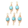 Natural Turquoise Faceted Cube Links Connector Charms with Copper Herringbone Wire-Wrapped KK-Z152-06G-02B-1