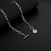 304 Stainless Steel Love Disc Coin Pendant Necklaces with OT Clasps for Women Men WG7163D-01-3