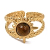 Round Natural Tiger Eye Finger Rings RJEW-Q822-39G-02-2