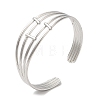 Non-Tarnish 304 Stainless Steel Multi Line Cuff Bangles for Women BJEW-L682-006P-3