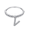 Rhodium Plated 925 Sterling Silver Micro Pave Clear Cubic Zirconia Finger Ring for Women RJEW-F150-16B-17P-1