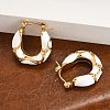 304 Stainless Steel Enamel Hoop Earrings EJEW-Z079-01G-02-3