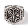 Viking 304 Stainless Steel Vegvisir Wide Finger Rings for Mens RJEW-U005-21A-01-2