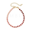 Brass & Dyed Natural Malaysia Jade Rondelle Beaded Bracelets for Women BJEW-JB13323-01-2