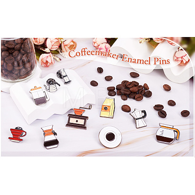 10Pcs 10 Style Coffeemaker Enamel Pins JEWB-TA00001-07-1