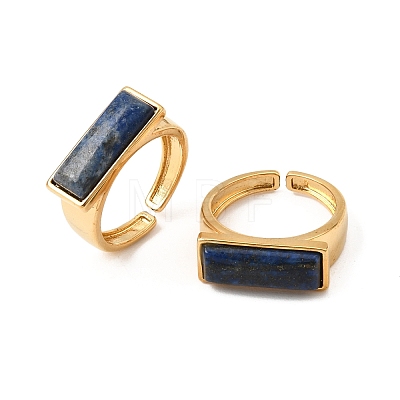 Brass with Natural Lapis Lazuli Cuff Open Rings for Women GG-CBA0B5A-04G-01-1