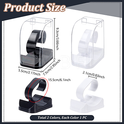 2Pcs 2 Colors Plastic C-Shaped Single Watch Display Cases CON-PH0003-61-1