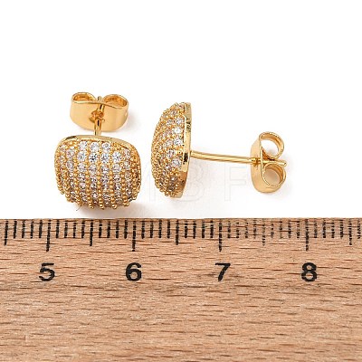 Brass Micro Pave Cubic Zirconia Stud Earrings EJEW-F418-15G-1
