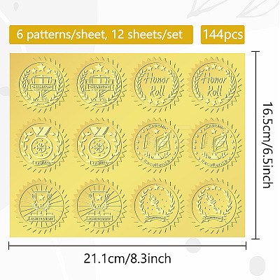 6 Patterns Aluminium-foil Paper Adhesive Embossed Stickers DIY-WH0451-001-1