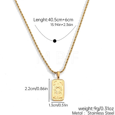 304 Stainless Steel Tarot Card Pendant Necklaces WG777F6-02-1