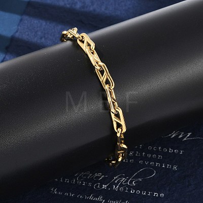 304 Stainless Steel Oval Link  Chain Bracelets for Women Men BJEW-F488-49A-G-1