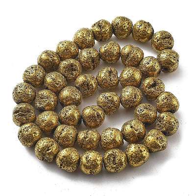 Electroplated Natural Lava Rock Beads Strands G-A251-D01-01C-1