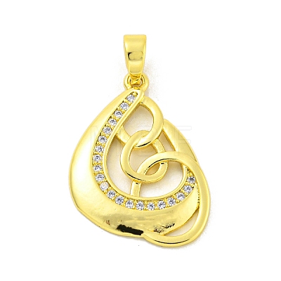 Brass Micro Pave Clear Cubic Zirconia Pendants KK-P263-05A-G-1