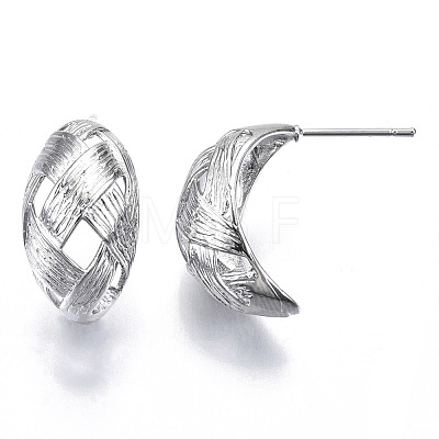 Brass Half Hoop Earrings KK-N232-110P-NF-1