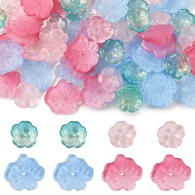 80Pcs 4 Colors Transparent Glass Beads GLAA-YW0005-94-1
