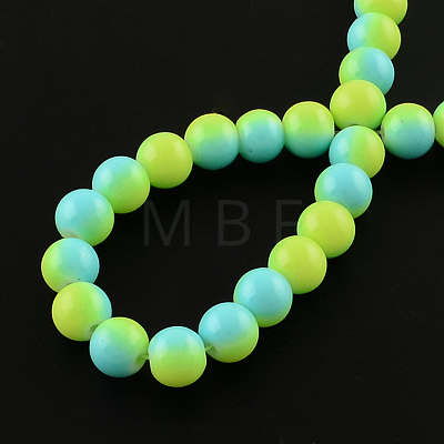 Two-Color Baking Painted Glass Bead Strands DGLA-R050-6mm-26-1