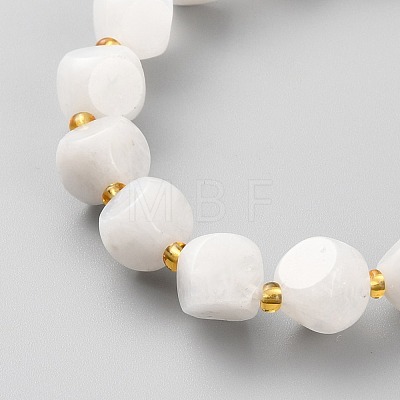 Natural Rainbow Moonstone Beads Stretch Bracelets BJEW-Z007-A-03-1