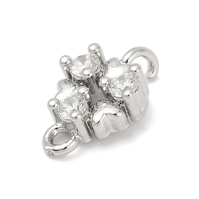 Brass Micro Pave Clear Cubic Zirconia Connector Charms KK-Z094-08P-01-1