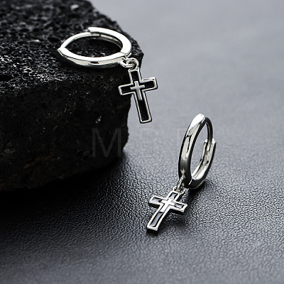304 Stainless Steel Enamel Hoop Dangle Earrings for Men WGB7547-01-1