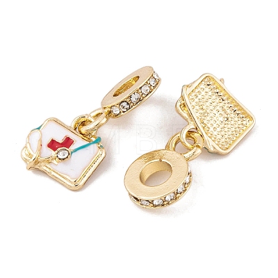 Rack Plating Alloy Crystal Rhinestone European Dangle Charms FIND-C055-24G-1