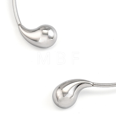 304 Stainless Steel Teardrop Open Cuff Choker Necklaces for Women NJEW-R003-01P-01-1