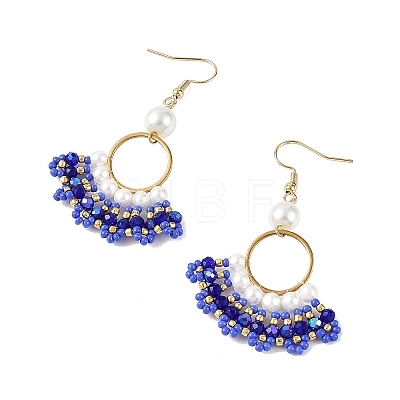Glass Braided Beads Dangle Earrings EJEW-MZ00747-03-1