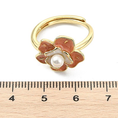 Brass Enamel Adjustable Finger Rings RJEW-JR01028-1