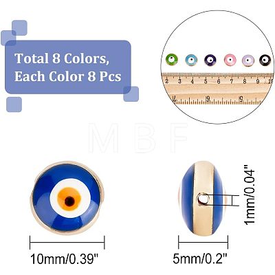  64Pcs 8 Colors Alloy Enamel Beads ENAM-NB0001-93-1