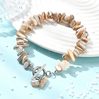 Nuggets Natural Freshwater Shell Charm Bracelets BJEW-JB14016-1