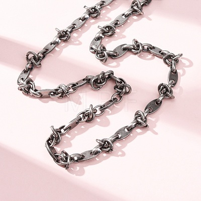 Vintage 304 Stainless Steel Oval Link Chain Necklaces NJEW-C115-05AS-1