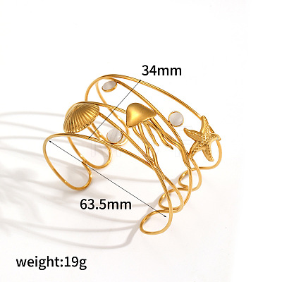 304 Stainless Steel & Cat Eye Cuff Bangles WG7AE9E-01-1