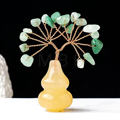 Natural Aventurine Chips Tree of Life Decorations with Topaz Gourd Base PW-WG5DF67-03-1