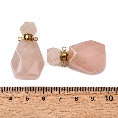 Natural Rose Quartz Perfume Bottle Pendants G-B149-02G-03-1