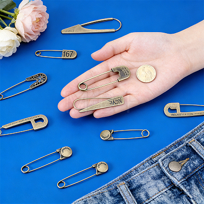 10Pcs 10 Styles Alloy Large Safety Pins JEWB-GA0001-55-1