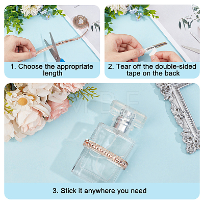 4 Rolls 4 Styes Glass Self Adhesive Hotfix Rhinestone Ribbon Trimming DIY-DR0001-95A-1