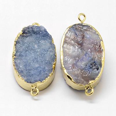 Electroplated Natural & Dyed Druzy Agate Links connectors G-N0168-018C-1