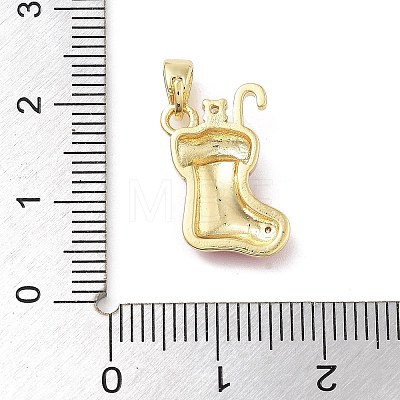 Christmas Theme Brass Micro Pave Cubic Zirconia Pendants KK-F877-31G-01-1