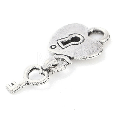 Tibetan Style Padlock and Key Alloy Pendants TIBEP-A11221-AS-NR-1