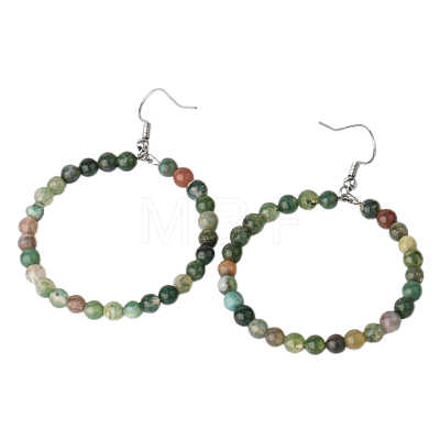 Fashionable Natural Indian Agate Hoop Earrings for Women KJ9273-8-1