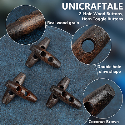 Unicraftale 50Pcs 2-Hole Wood Buttons BUTT-UN0001-28A-01-1