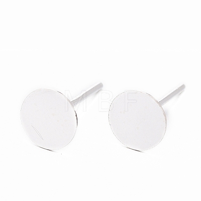 925 Sterling Silver Round Flat Pad Stud Earring Findings STER-T002-201S-1