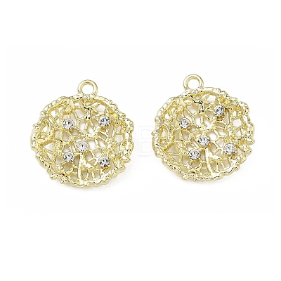 Alloy Rhinestone Pendants Round Charms RB-CBA7D90-04G-A-1