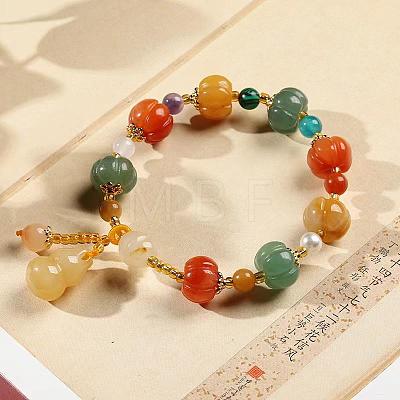 Gourd & Pumpkin Resin Beaded Charm Bracelets FS-WG50C96-01-1