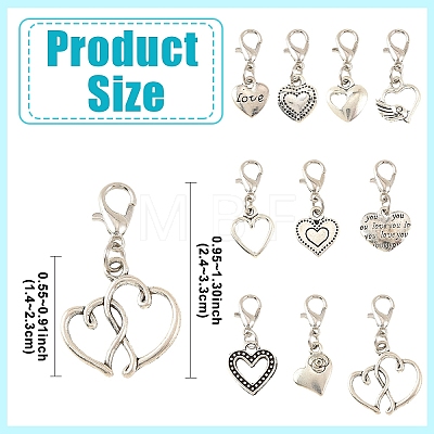 20Pcs 10 Styles Alloy Pendant Decorations HJEW-YW00496-1