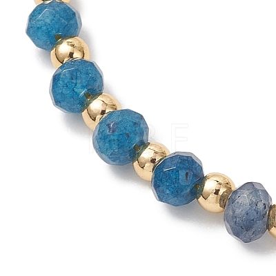 Brass & Dyed Natural Malaysia Jade Rondelle Beaded Bracelets for Women BJEW-JB13323-03-1